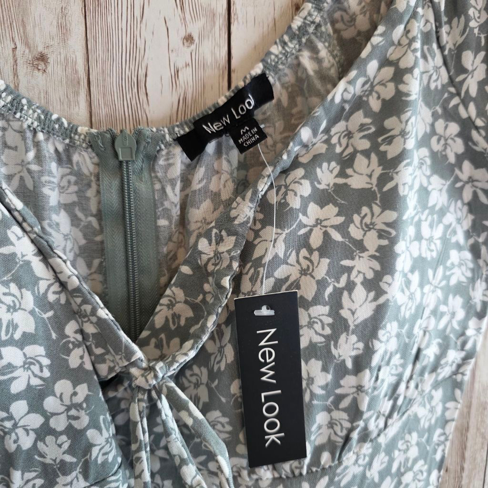 Women's New Look Floral Romper M Green White - Picture 6 of 8